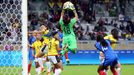 Goalkeeper Sandra Sepulveda (COL) of Colombia makes a safe.