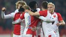 fotbal, Fortuna:Liga 2018/2019, Slavia - Baník Ostrava, radost hráčů Slavie