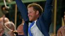 Britain's Prince Harry celebrates an England try Reuters / Russell Cheyne Livepic