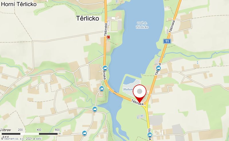 Mapa nehodových míst I/11 Horní Těrlicko