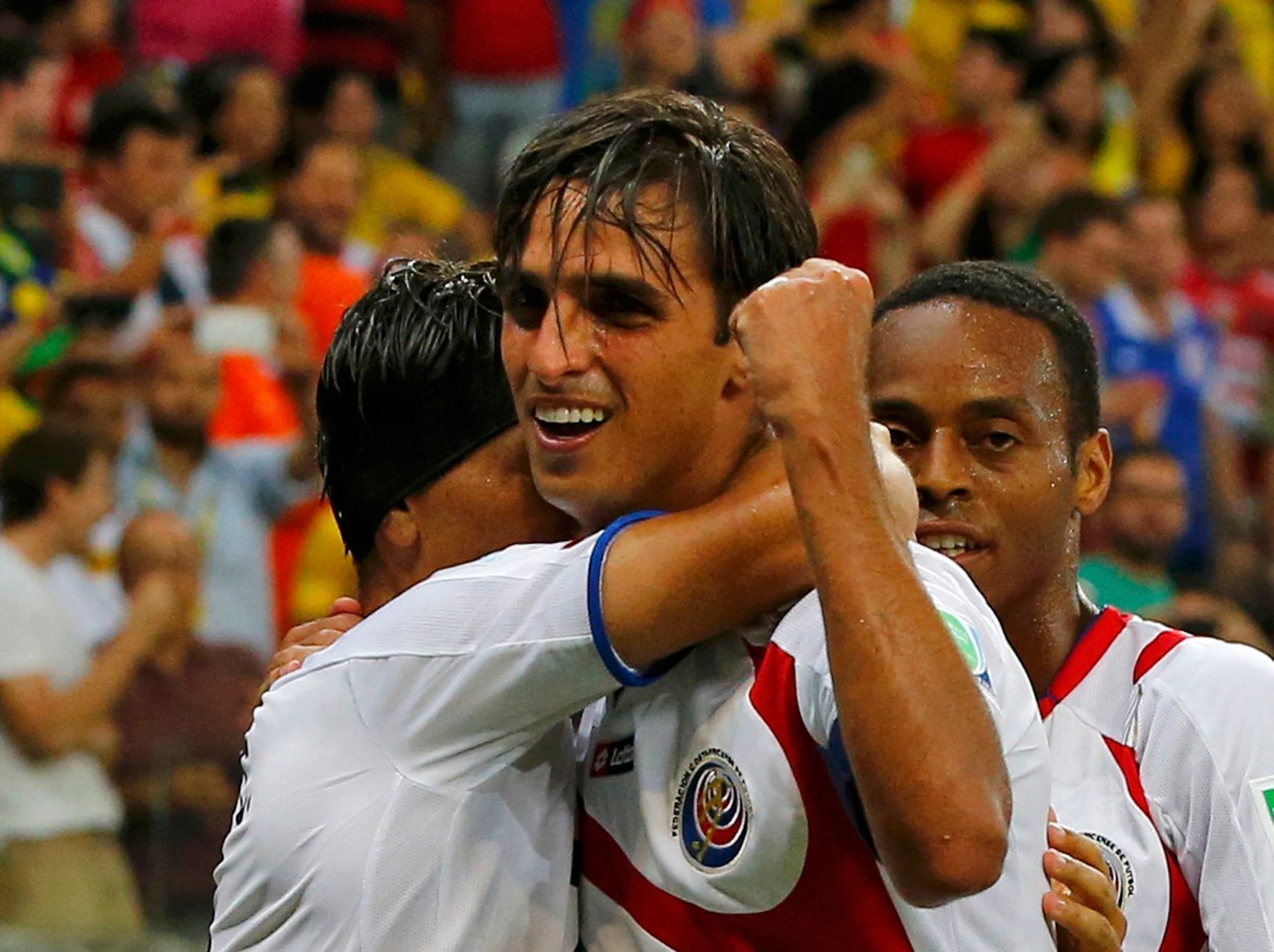 MS 2014, Kostarika-Řecko: Bryan Ruiz slaví gól