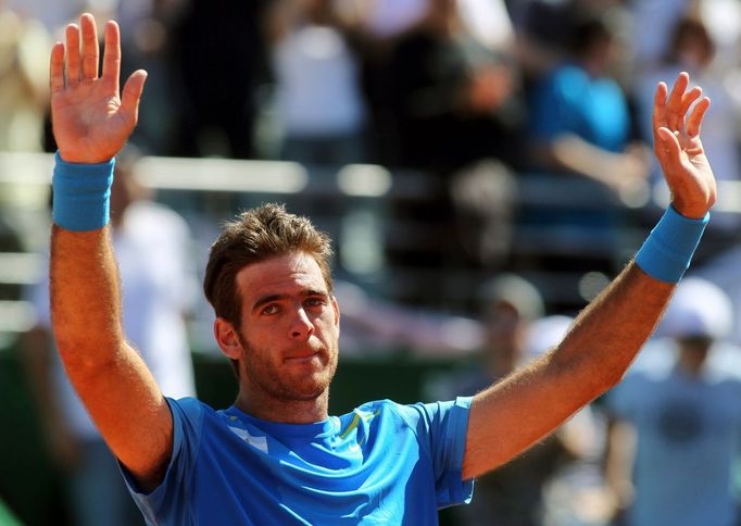 Argentinský tenista Juan Martín del Potro v prvním semifinálovém utkání Davis Cupu 2012 s Čechem Radkem Štěpánkem.