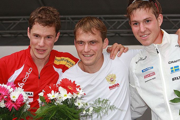 Tři nejlepší při "flower ceremony" -Chramov, Hubmann a Johansson