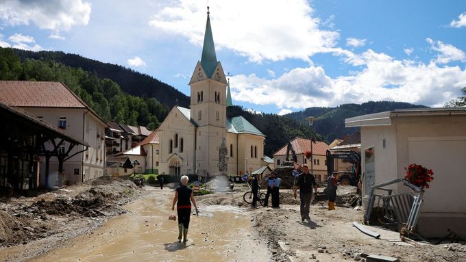 Povodně ve Slovinsku.