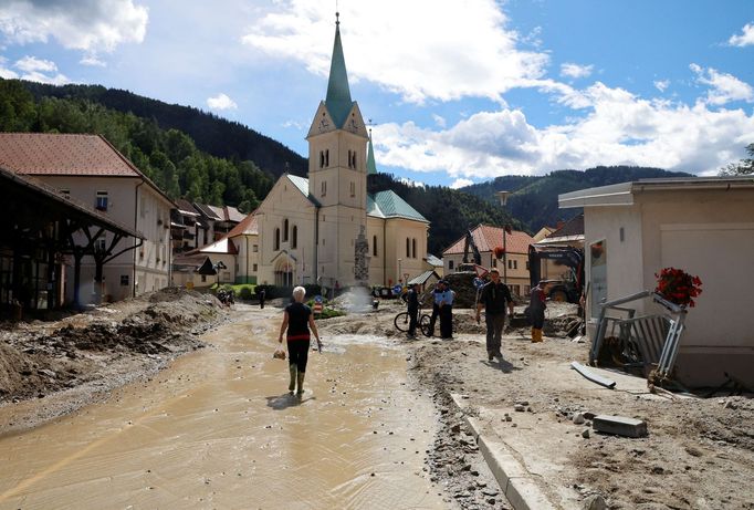 Povodně ve Slovinsku.