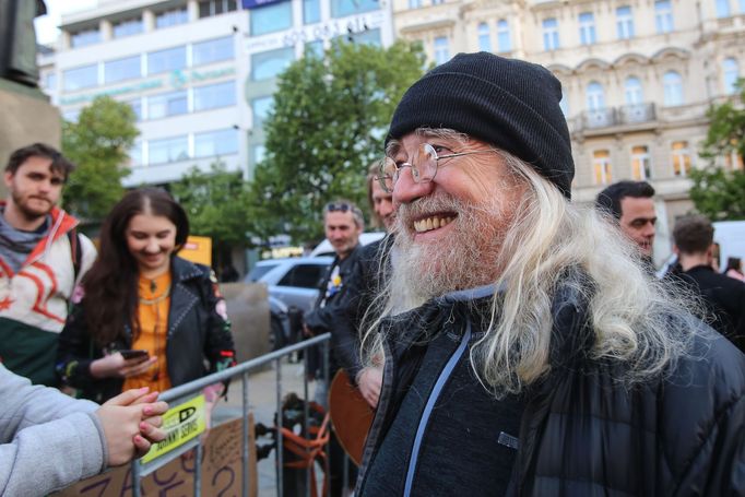 Demonstrace na Václavském náměstí.