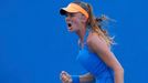 Daniela Hantuchova of Slovakia reacts during her women's singles match against Karolina Pliskova of the Czech Republic at the Australian Open 2014 tennis tournament in Me