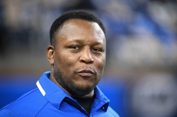 Nov 28, 2019; Detroit, MI, USA; Detroit Lions former player Barry Sanders before the game against the Chicago Bears at Ford Field. Mandatory Credit: Tim Fuller-USA TODAY