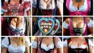 Návštěvnice Oktoberfestu v typických, bavorských dirndl šatech.