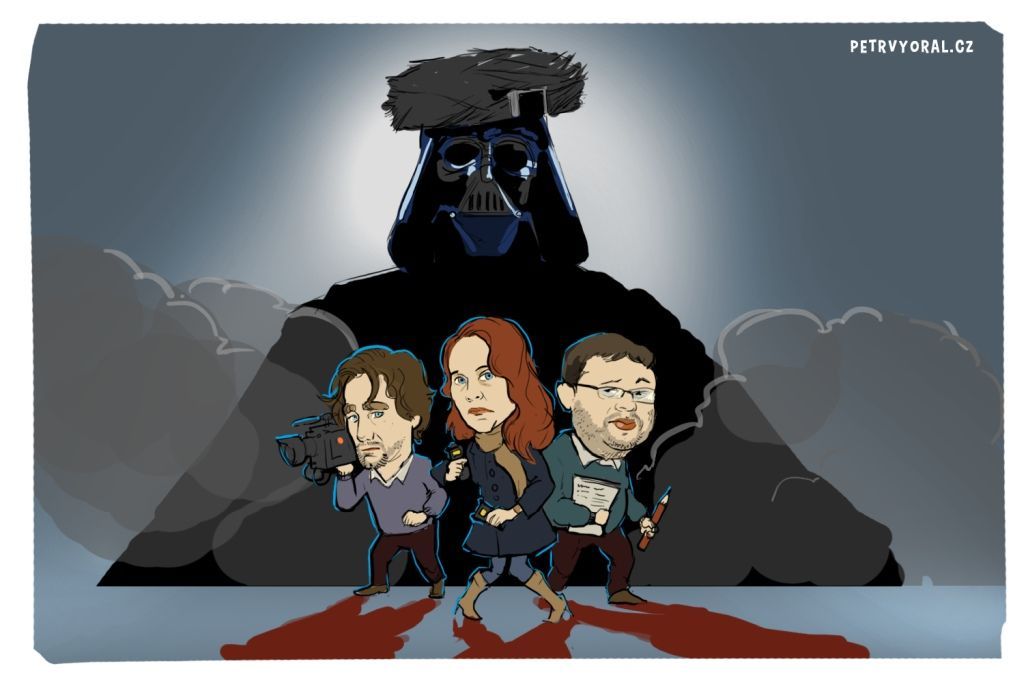 Investigaivní novináři Kroupa Slonková Kmenta Darth Vader kresba