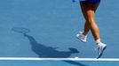 Angelique Kerber of Germany serves to Alla Kudryavtseva of Russia during their women's singles match at the Australian Open 2014 tennis tournament in Melbourne January 15