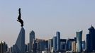 High Diving - World Aquatics Championships - Old Doha Port, Doha, Qatar - February 15, 2024 Colombia's Victor Ortega Serna in action during the men's 27m round 4 REUTERS/