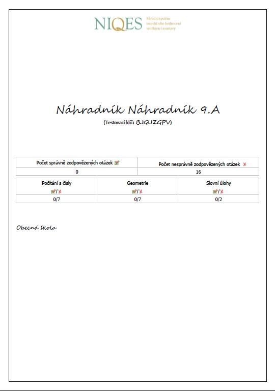 Celoplošné testování - Matematika - 9.tř - základní verze - 01
