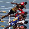 MS v atletice 2013, 100 m - rozběh: první ulitý start, druhý shora Usain Bolt, pod ním Kemar Hyman