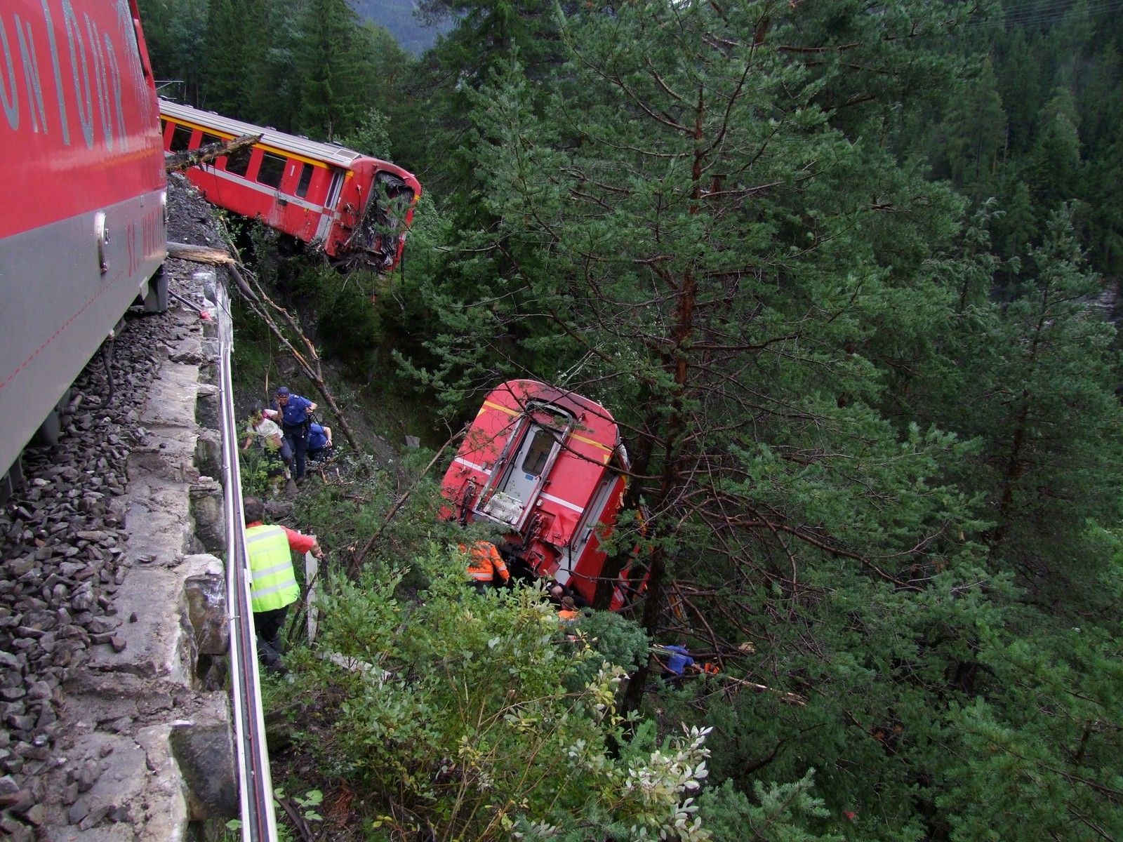 Vykolejený vlak Švýcarsko