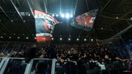 Fanoušci Slavie před zápasem LM Atalanta - Slavia Praha
