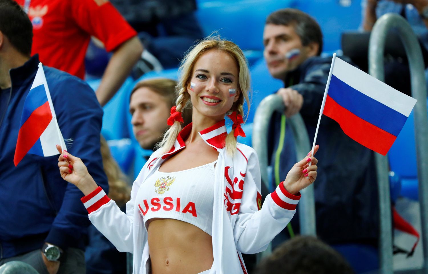 Fanoušci na zápase Rusko - Egypt na MS 2018