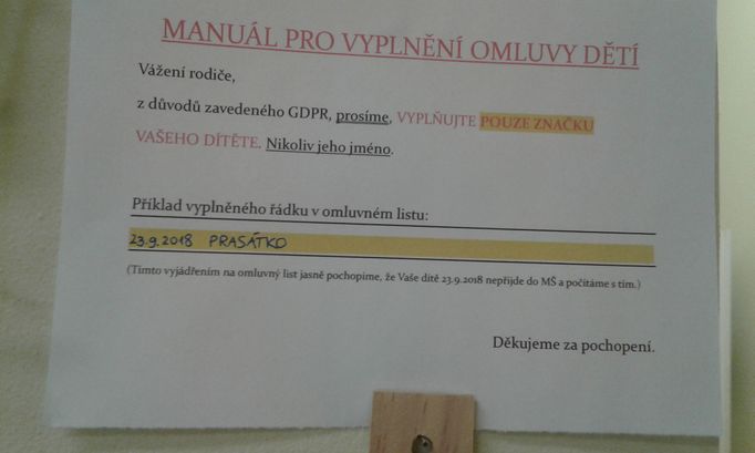 Do školky dnes nepřijde prasátko ani papoušek. Školka žene ochranu osobních údajů do absurdnosti