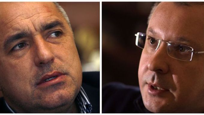 Hlavní volební soupeři. Vlevo sofijský starosta Bojko Borisov, vpravo premiér a šéf Socialistické strany Sergej Stanišev.