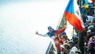Čeští fanoušci během sprintu na MS v Novém Městě na Moravě 2024