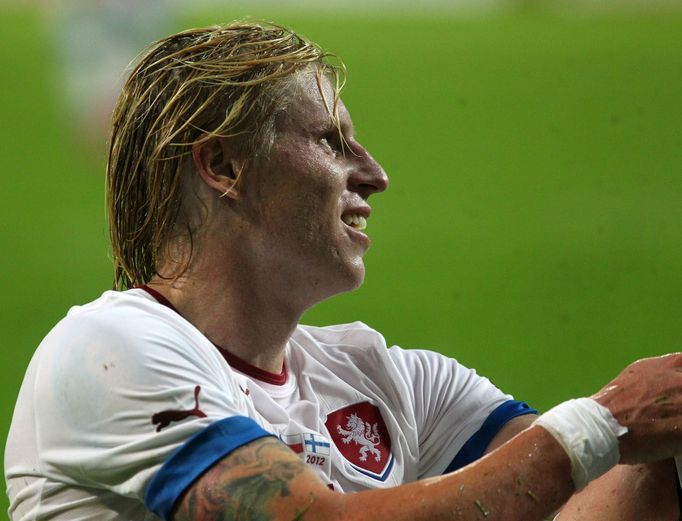 Fotbalista František Rajtoral v přípravném utkání České republiky s Finskem.