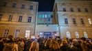 Demonstrace za spravedlnost pro oběti sexuálního násilí před Ministerstvem spravedlnosti.