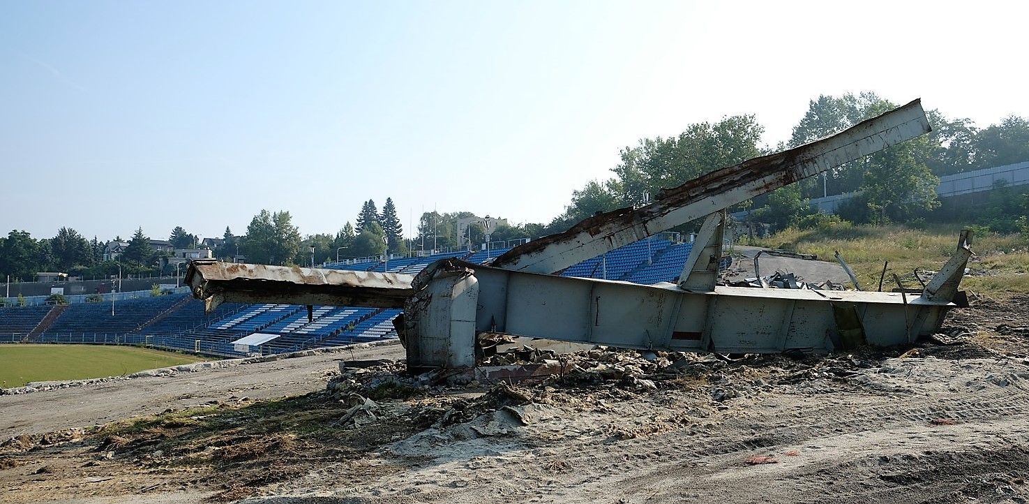 Zbourané stadion Baníku Bazaly na konci července 2018
