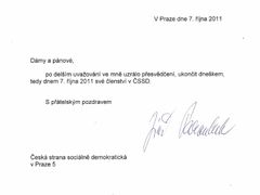 Dopis Jiřího Paroubka členům ČSSD