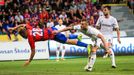 Viktoria Plzeň - FK Karabach, 3. předkolo Ligy mistrů 2016/17. Medvěděv přistrčil Koláře po zakončení.