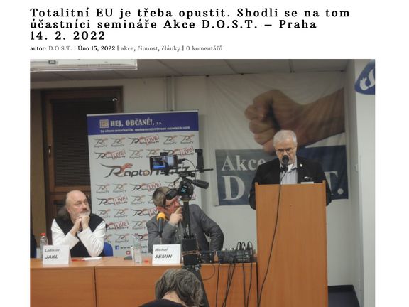 Petr Drulák vystoupil na konferenci, která požadovala vystoupení z "totalitní EU".