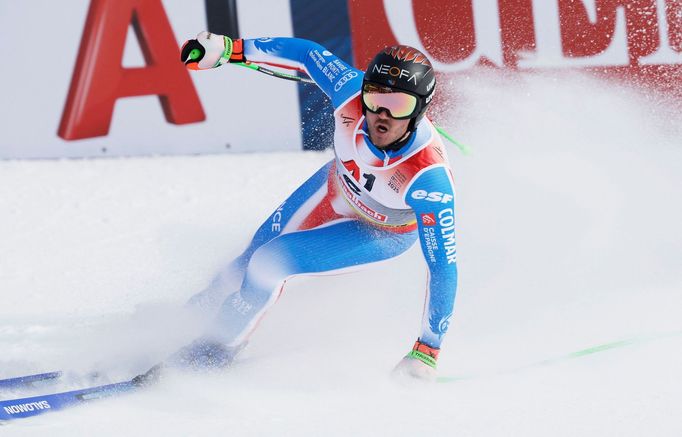 Nils Allegre v závodě ve sjezdu mužů na MS v Saalbachu 2025