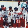 Archivní snímky z ZOH Nagano 1998 - hokej. Radist po výhře nad Kanadou