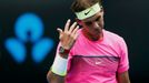 Rafael Nadal při prohraném čtvrtfinále Australian Open s Tomášem Berdychem.