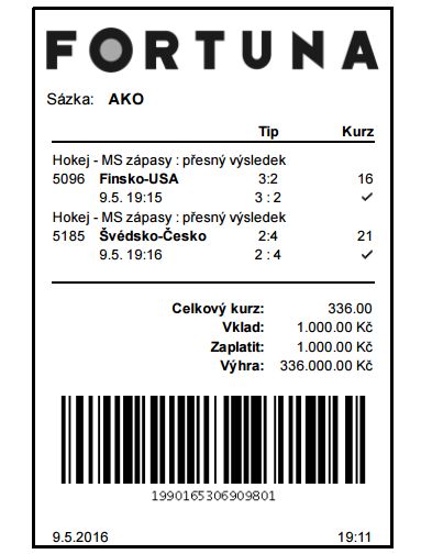 Fortuna tiket presny vysledek