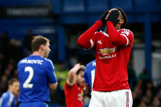 Manchester United's Anthony Martial looks dejected