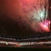 Ohňostrojem nad stadionem oslavil fotbalový svaz na konci utkání postup na EURO 2008.