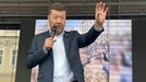 Předseda SPD Tomio Okamura na předvolebním mítinku v Kolíně 23. září 2025