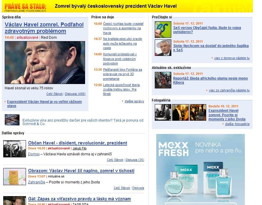 Václav Havel a média - aktualne.sk