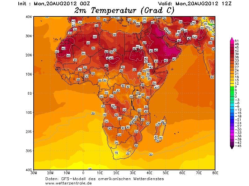Příliv tropického vzduchu ze Sahary, 20. 8. 2012