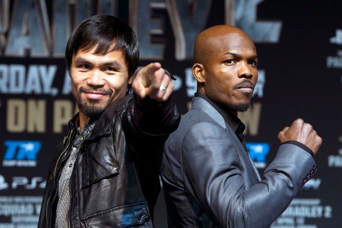 Manny Pacquiao a Timothy Bradley na tiskové konferenci