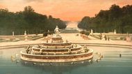 Luxusní krása francouzských zámků Versailles a Fontainebleau okouzluje lidi už po stovky let. Výjimečné barevné historické snímky z let 1890 až 1900 ji zachycují v době, kdy vznikaly například slavné impresionistické obrazy Clauda Moneta. Díky dávným fotkám se můžeme podívat, jak v té době vypadala třeba ložnice Marie Antoinetty v Malém Trianonu nebo komnata Krále Slunce Ludvíka XIV ve Versailles. Na tomto snímku je fontána bohyně Létó na zámku Versailles (často je také nazývána Latonina fontána).