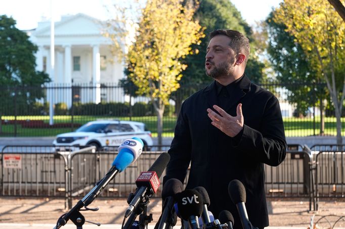 Ukrajinský prezident Volodymyr Zelenskyj po jednání v Bílém domě, 17. října 2025