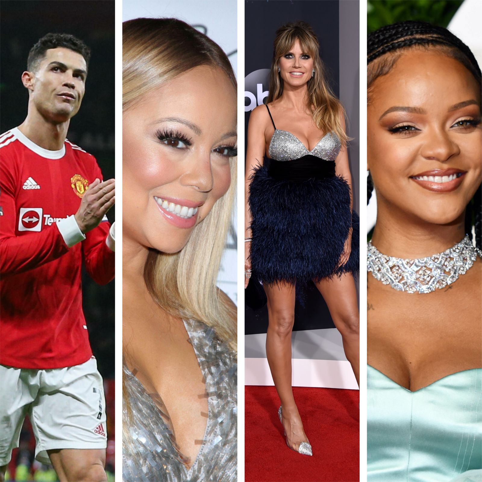 Koláž Ronaldo, Klum, Rihanna, Carey