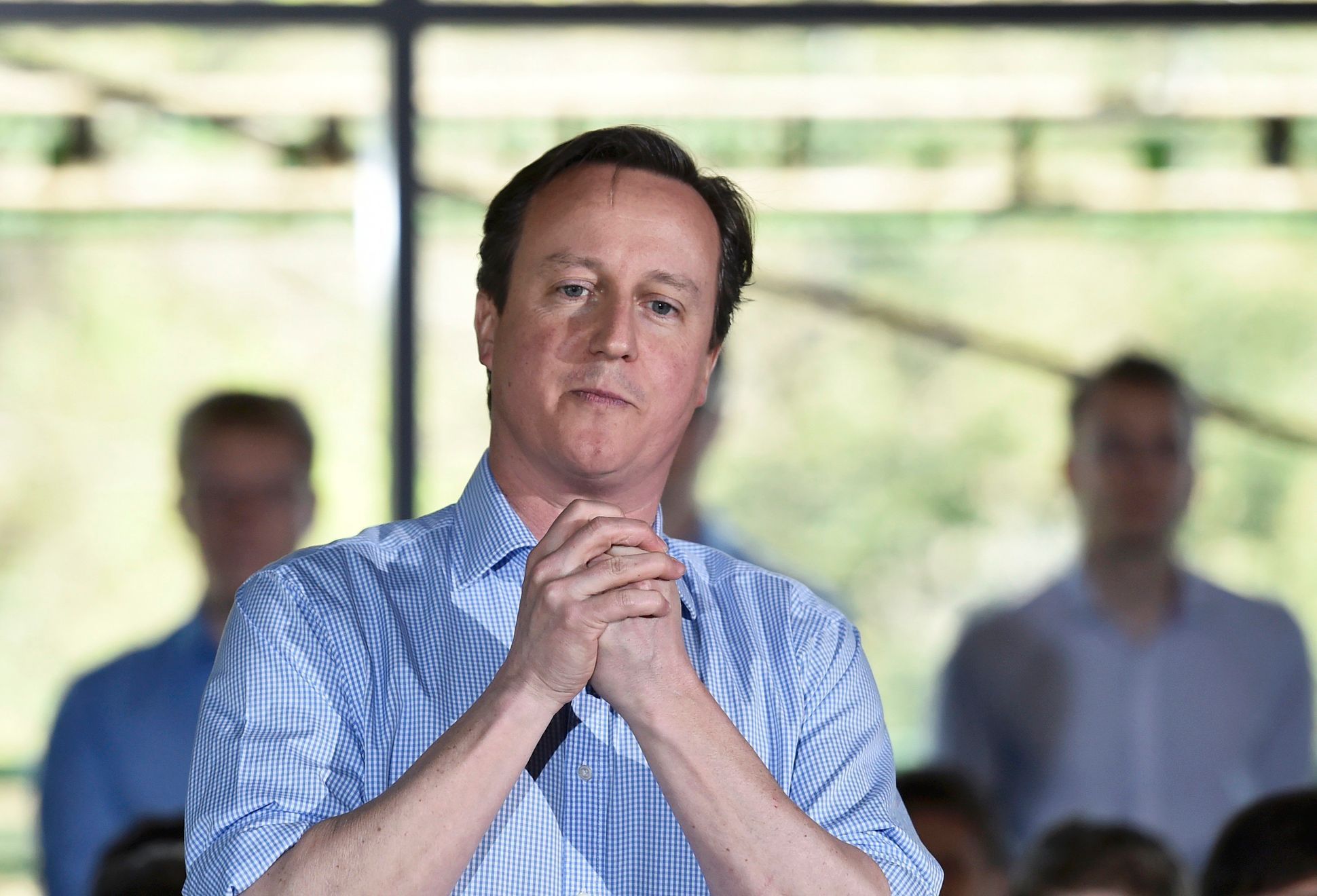 David Cameron při volební kampani 2015.