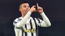 Hvězdný fotbalista Juventusu Turín Cristiano Ronaldo slaví svůj gól do sítě Udine