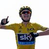 Race leader's yellow jersey Team Sky rider Froome of Britain