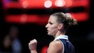 Karolína Plíšková v zápase se Simonou Halepovou na Turnaji mistryň 2019