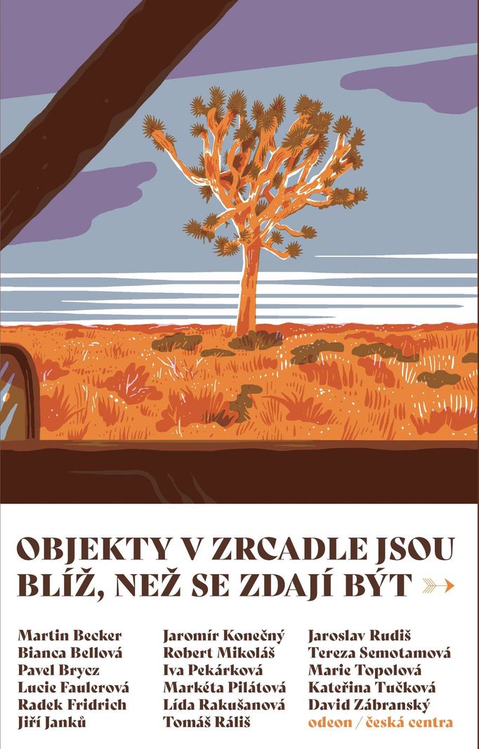 Obal sborníku povídek Objekty v zrcadle jsou blíž, než se zdají být.