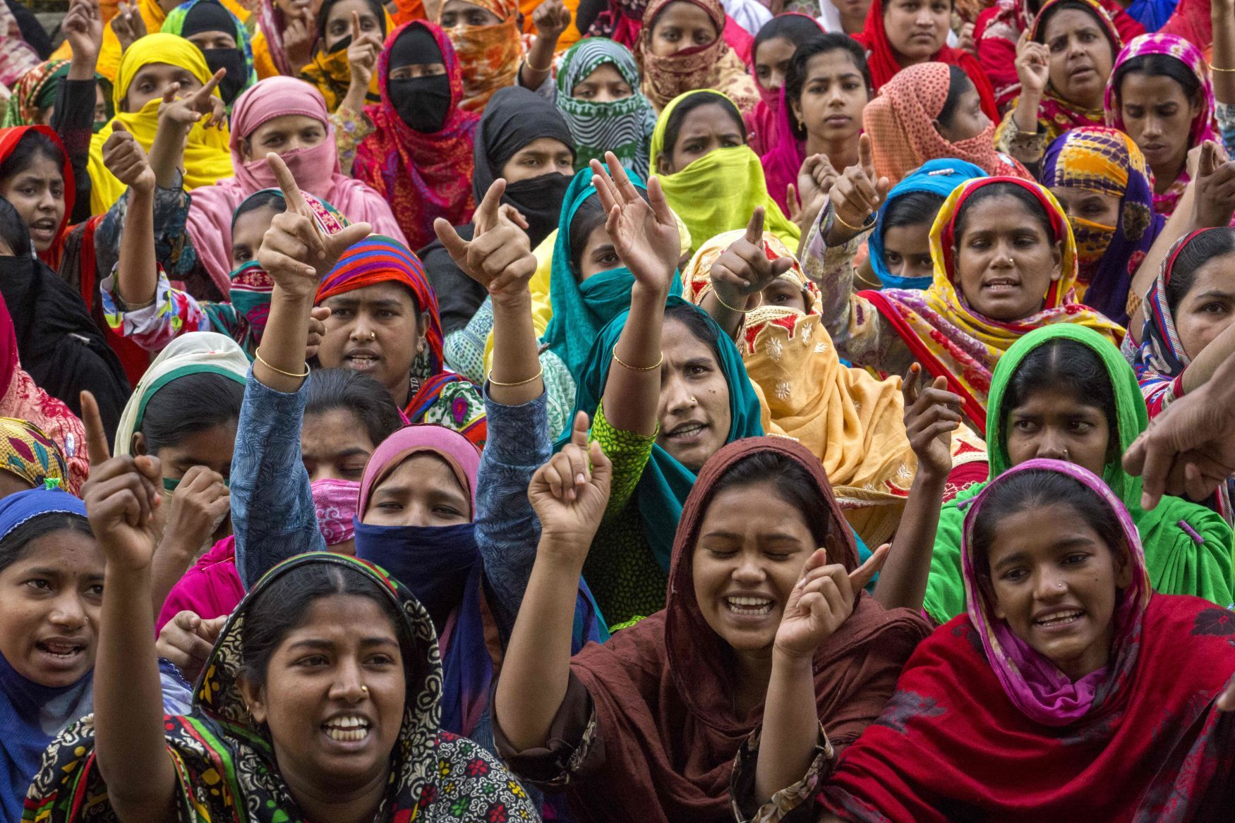 Protesty v Bangladéši z ledna 2019 kvůli nízkým mzdám.