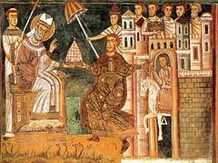 Papež Silvestr s císařem Konstantinem Velikým